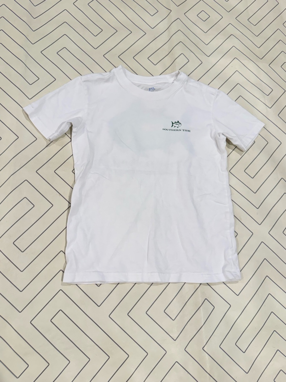 Southern Tide White Short-Sleeve Kids Tee with Green Print
